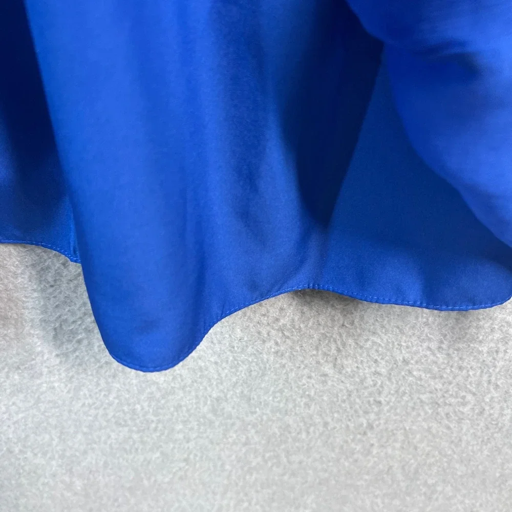 J. Crew Blue Silk Chiffon Pleated Sleeveless Cocktail Dress 42103 Womens 6P - Picture 2 of 8